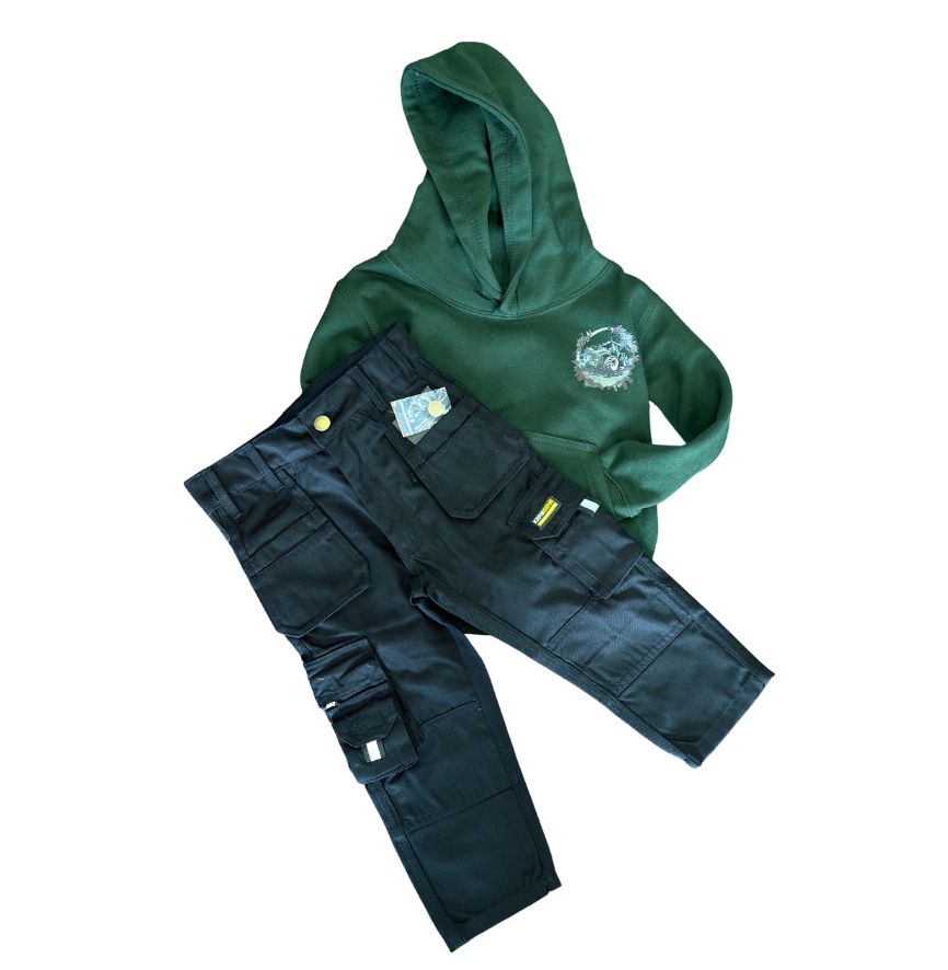 Kids Green Tractor Hoody and Work Trouser