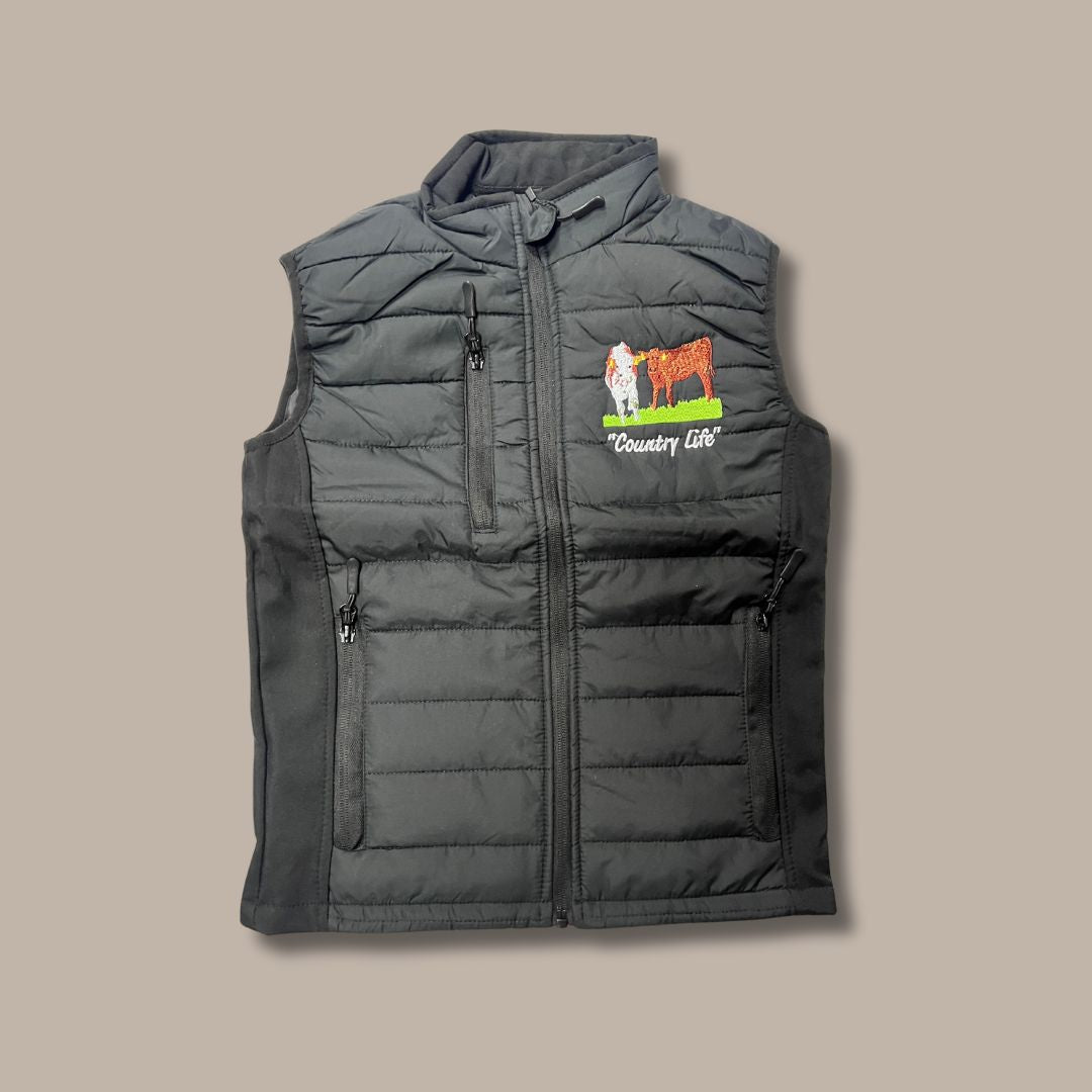 Kids Padded softshell Gilet - Country Life - Black