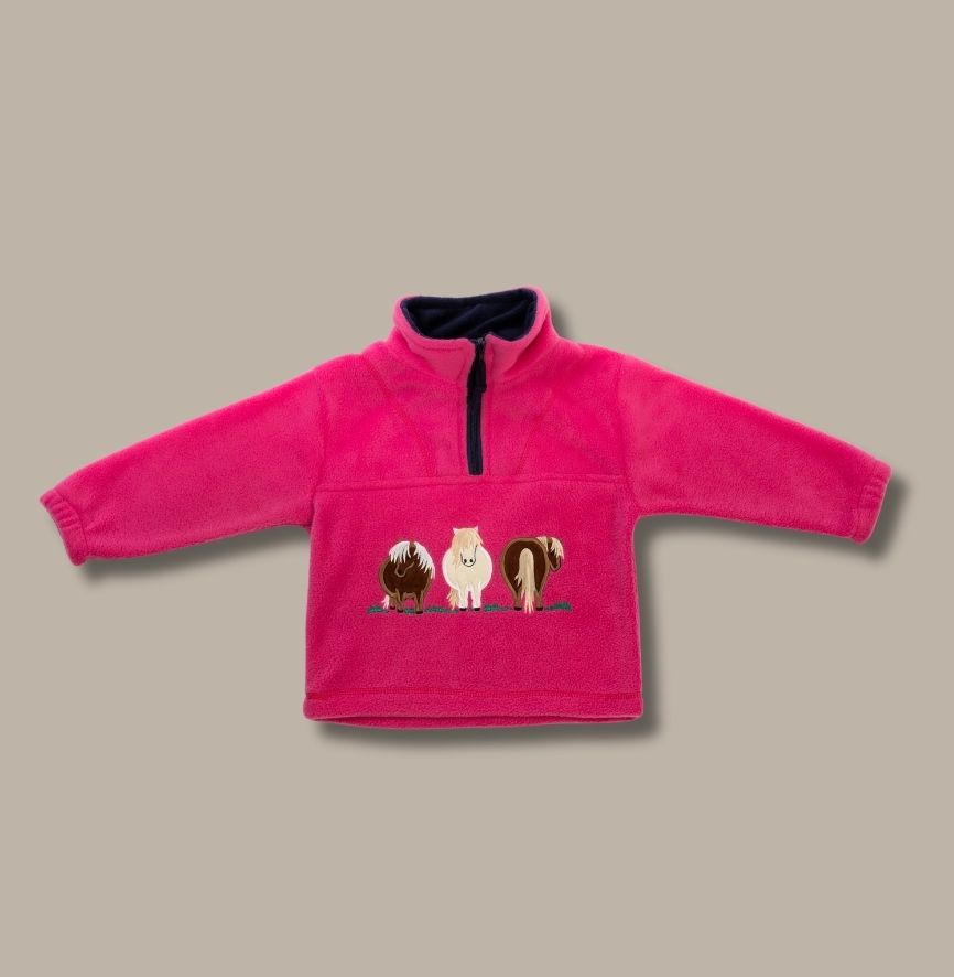 Kids 1/2 Zip Fleece - Pink - 3 x Pony