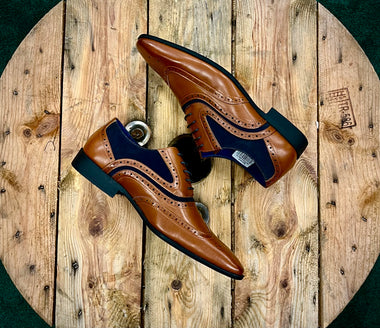 Belmond Brogue Oxford Shoe - Tan/Navy