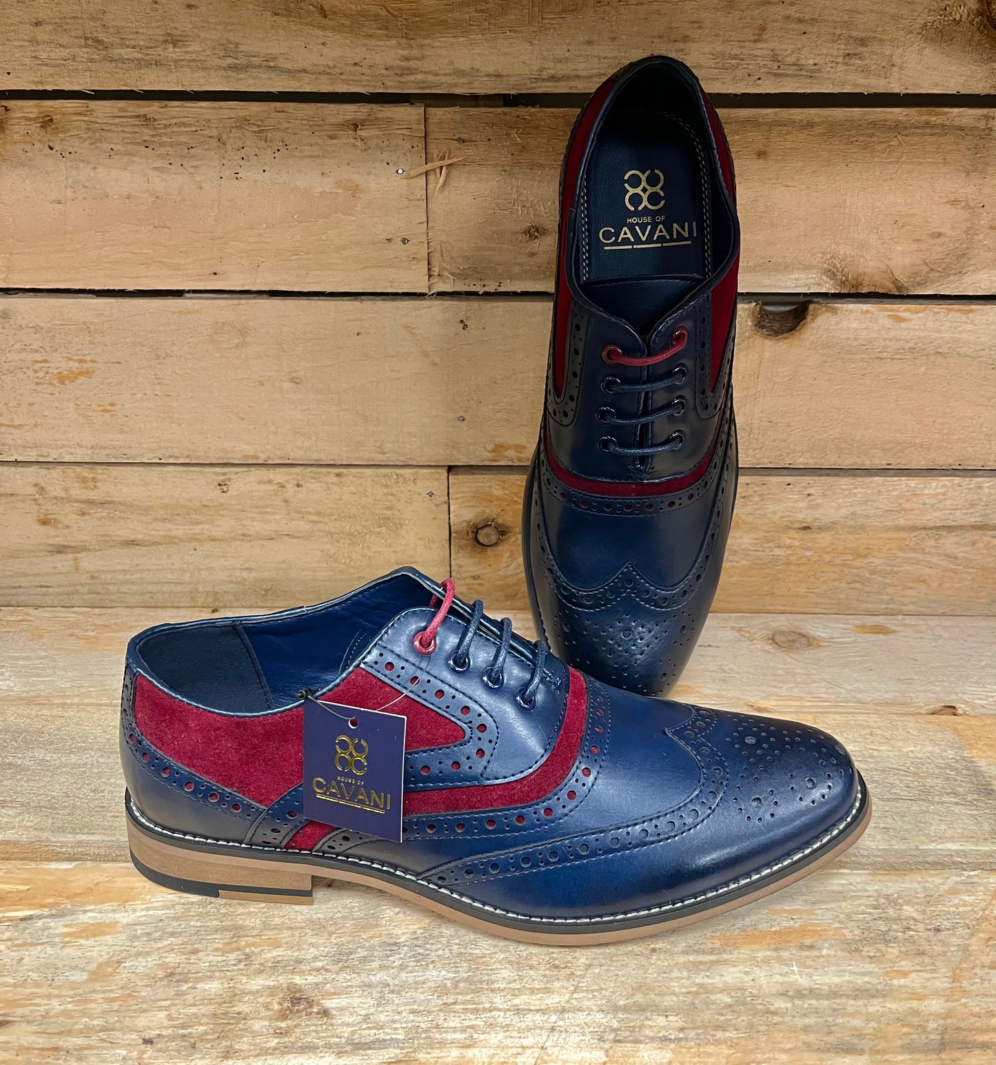 Ethan Oxford Shoe - Navy/Red