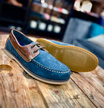 Men's Leather Boat Shoes - Blue & Tan