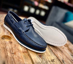 Men's Helf Leather Boat Shoes - Blue