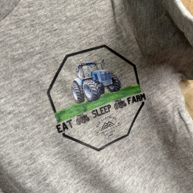 Kids T-Shirt - Grey - Blue Tractor