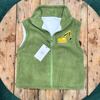 Kids - GLS - Embroidered Fleece - Green - Yellow Digger
