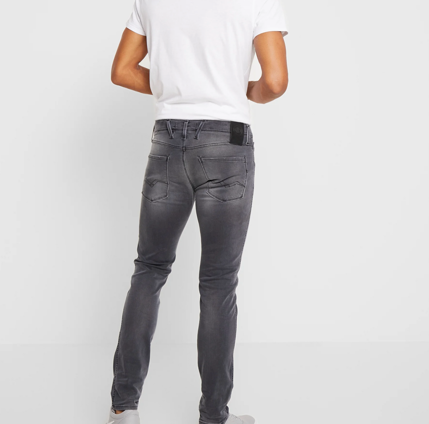 Replay Slim Fit Hyperflex Re-Used Anbass Jeans - Grey (White Shades)