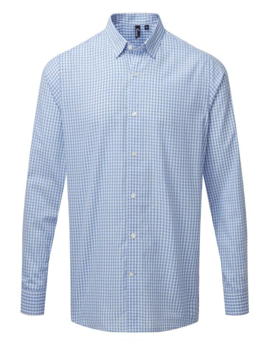 Men's chequered Gingham Shirt - Light Blue/White