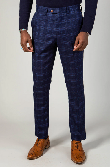 Chigwell Check Trousers - Blue Tweed