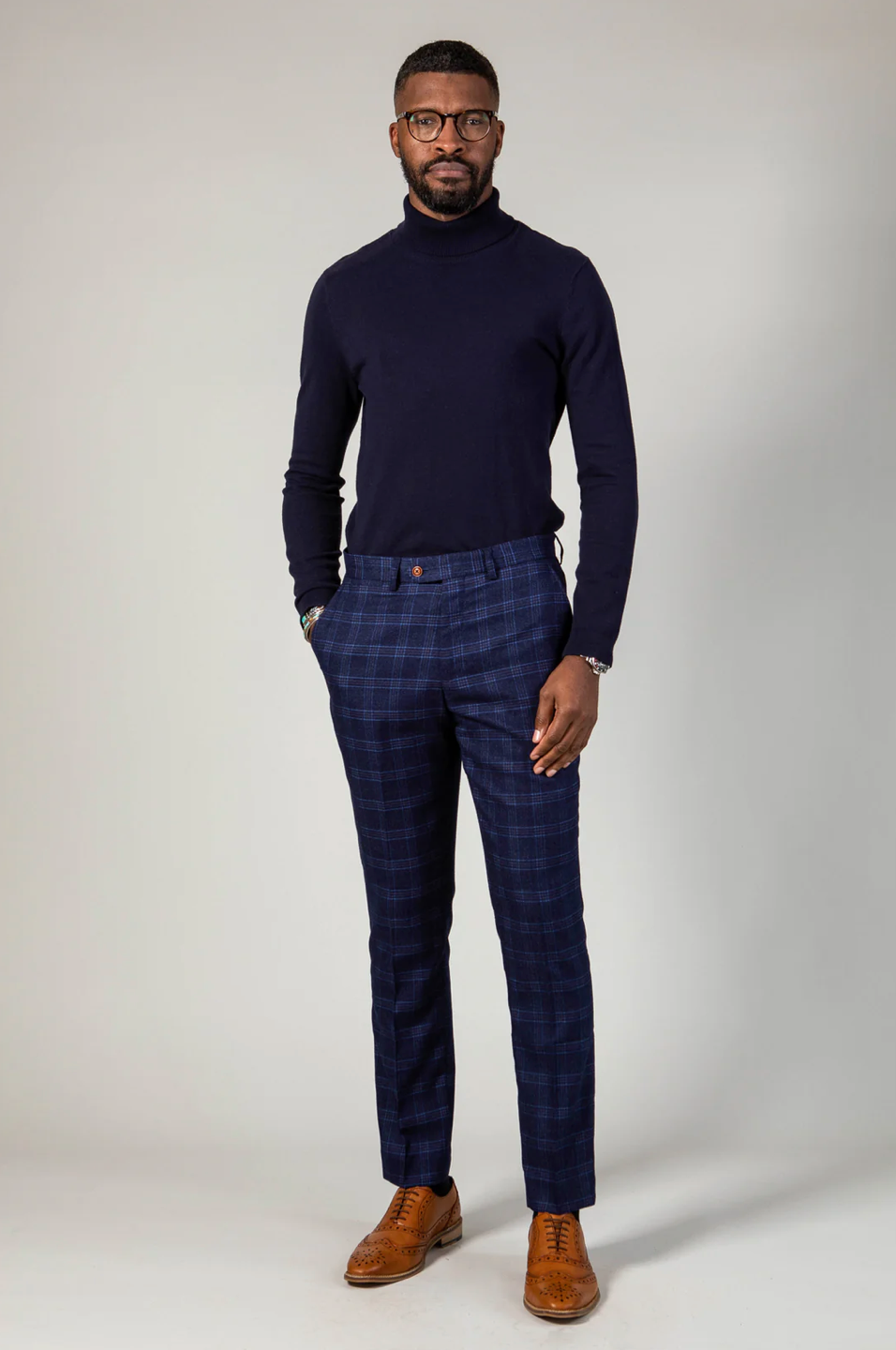 Chigwell Check Trousers - Blue Tweed