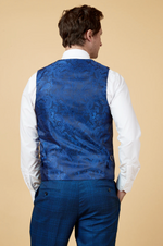Jerry Check Single Breasted Waistcoat - Blue