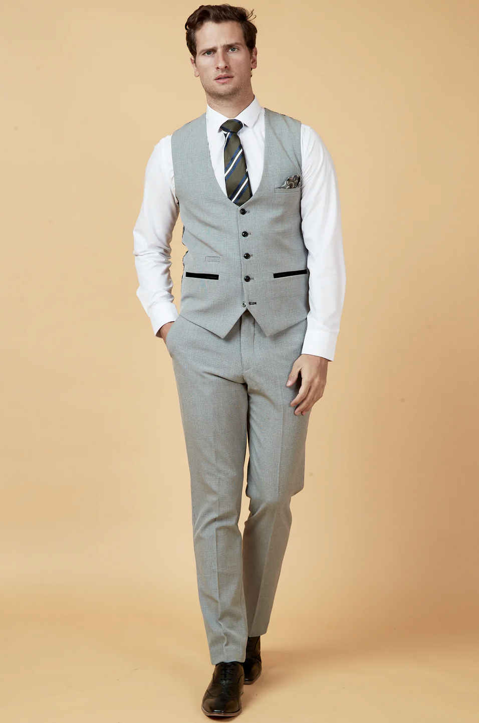 Bromley Check Single Breasted Waistcoat - Silver
