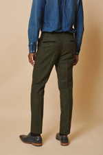 Marlow Tweed Trousers - Olive Green