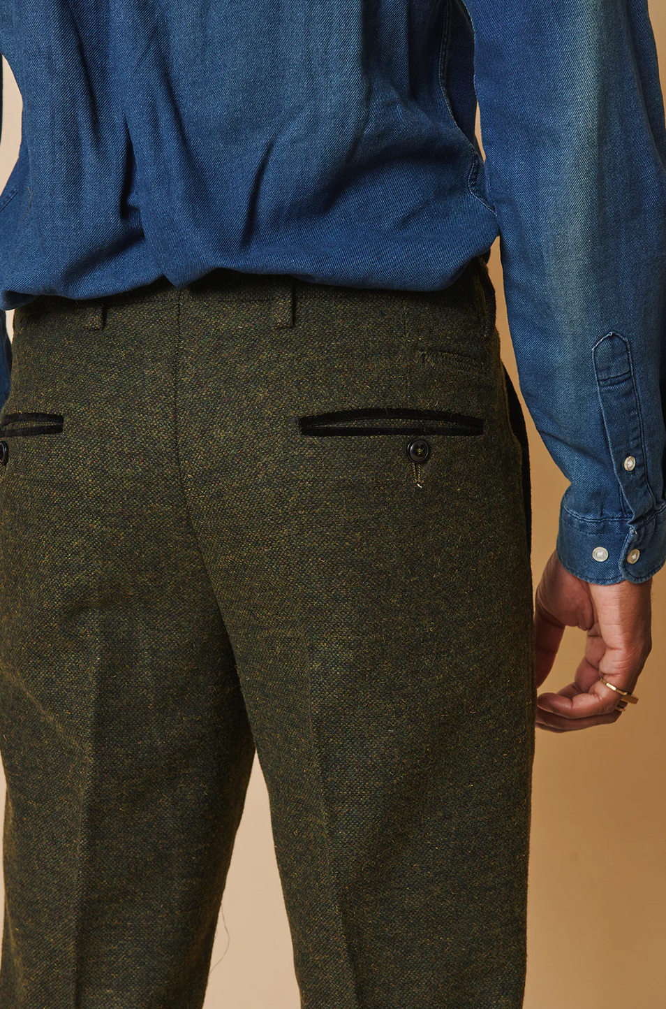 Marlow Tweed Trousers - Olive Green