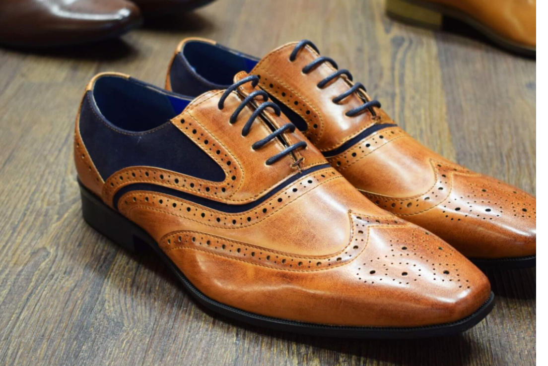 Belmond Brogue Oxford Shoe - Tan/Navy