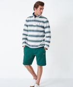 Crew - Padstow Pique Sweatshirt - Blue Green Stripe - MRD001