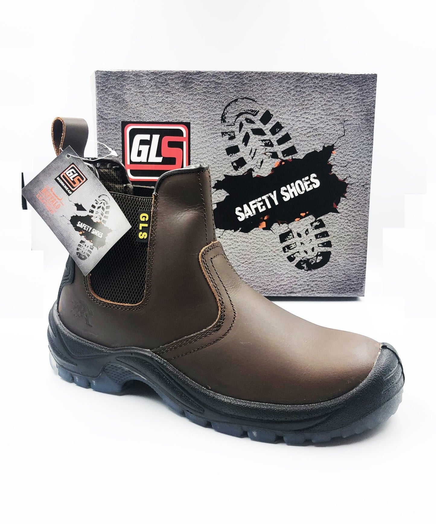 GLS Workwear - Heavy Duty Buffalo Leather - Slip On Boot - Brown - GLS Clothing