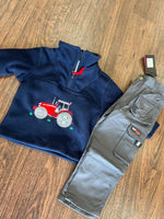 Kids - Red Tractor 1/2-Zip + Grey Work Trousers (Bundle) - GLS Clothing