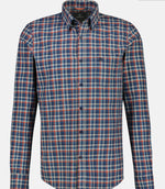 Long Sleeve Shirt with Herringbone Check - Dusty Blue - GLS Clothing