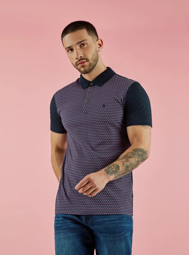 REGULAR FIT NORO NAVY PRINTED JERSEY POLO - GLS Clothing